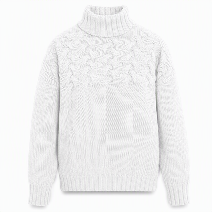 Pull en maille col roulé décontracté de couleur unie