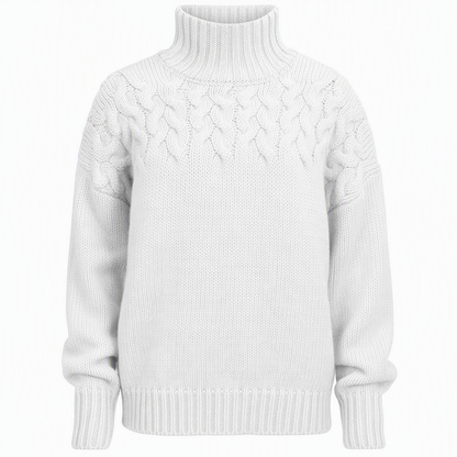 Pull en maille col roulé décontracté de couleur unie