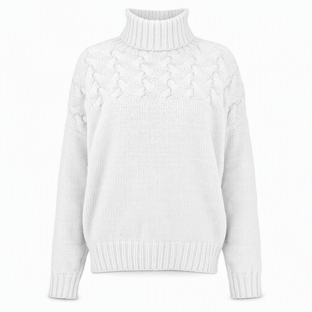 Pull en maille col roulé décontracté de couleur unie