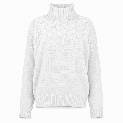 Pull en maille col roulé décontracté de couleur unie