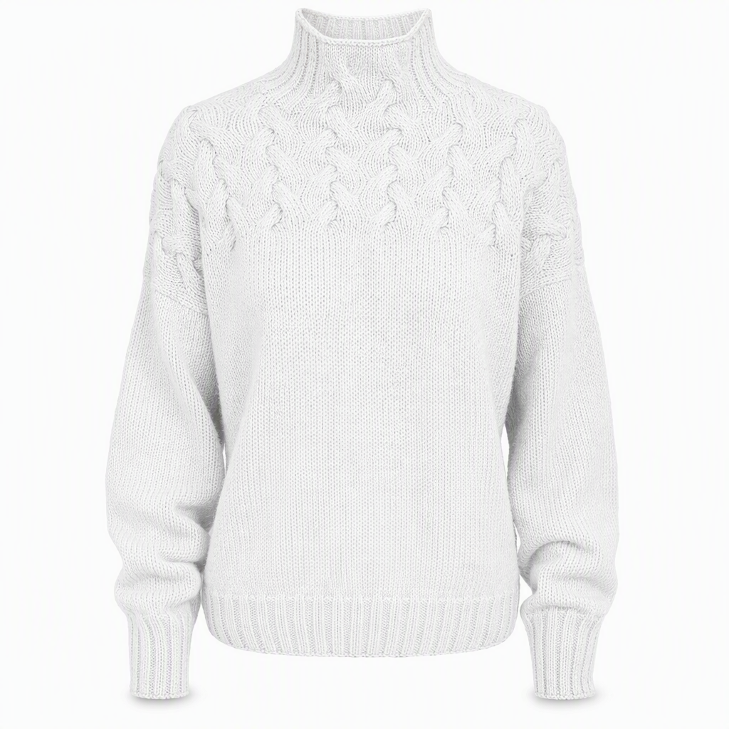 Pull en maille col roulé décontracté de couleur unie