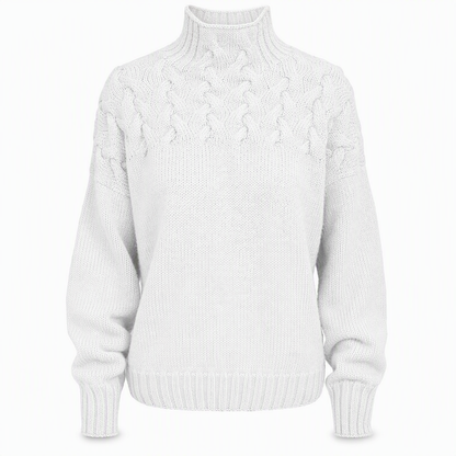 Pull en maille col roulé décontracté de couleur unie