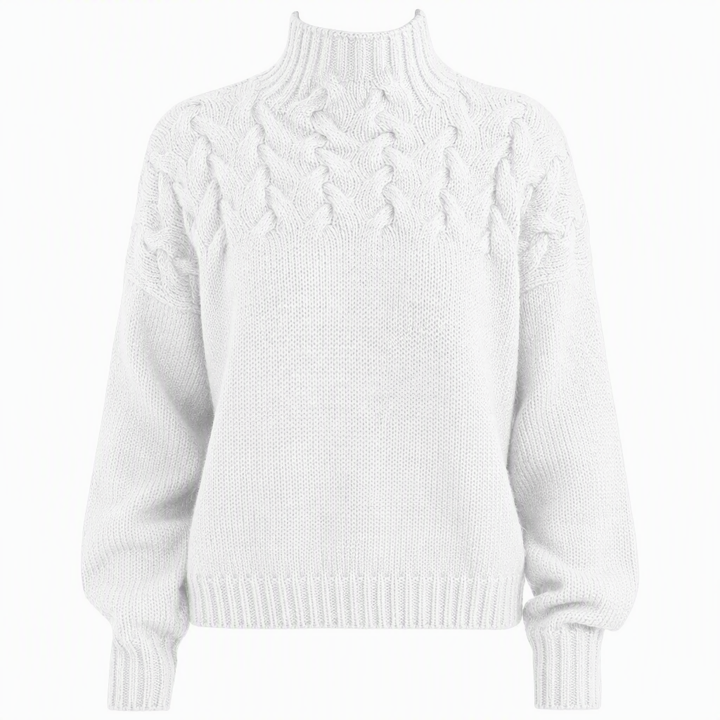 Pull en maille col roulé décontracté de couleur unie