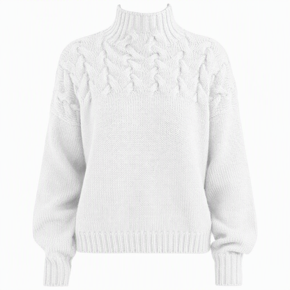Pull en maille col roulé décontracté de couleur unie