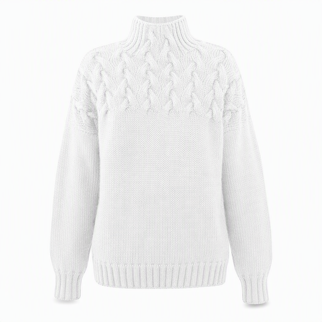 Pull en maille col roulé décontracté de couleur unie