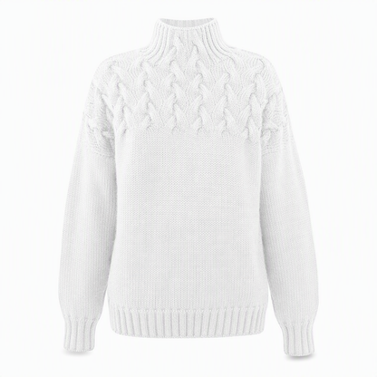 Pull en maille col roulé décontracté de couleur unie