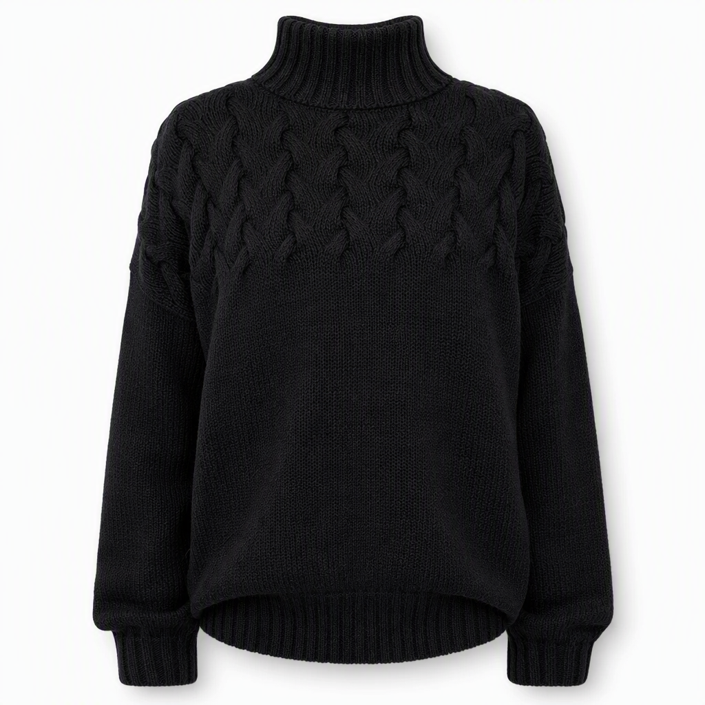 Pull en maille col roulé décontracté de couleur unie