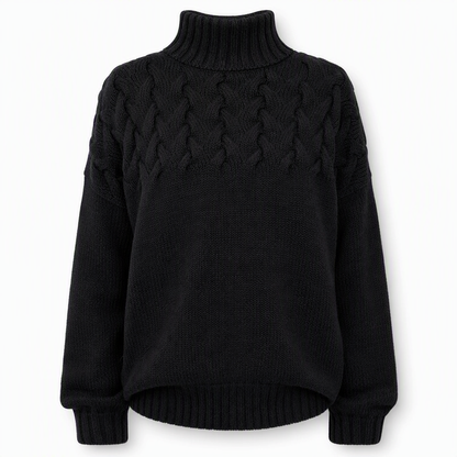 Pull en maille col roulé décontracté de couleur unie