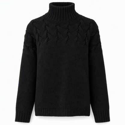 Pull en maille col roulé décontracté de couleur unie