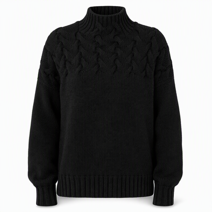 Pull en maille col roulé décontracté de couleur unie