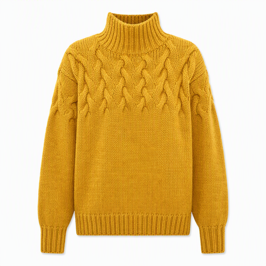 Pull en maille col roulé décontracté de couleur unie
