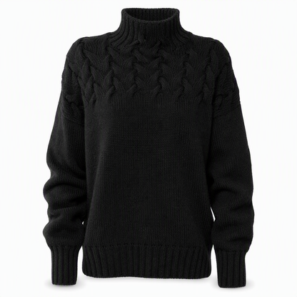 Pull en maille col roulé décontracté de couleur unie