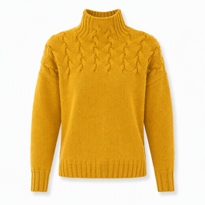 Pull en maille col roulé décontracté de couleur unie