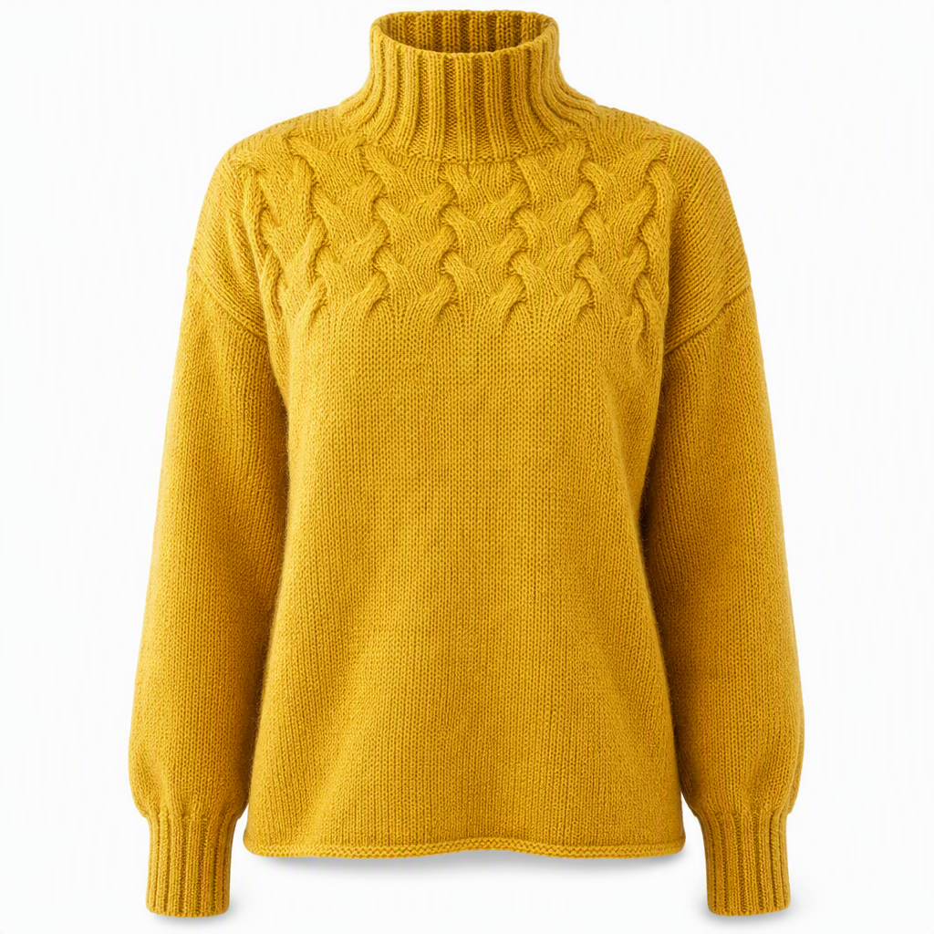 Pull en maille col roulé décontracté de couleur unie