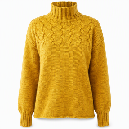 Pull en maille col roulé décontracté de couleur unie