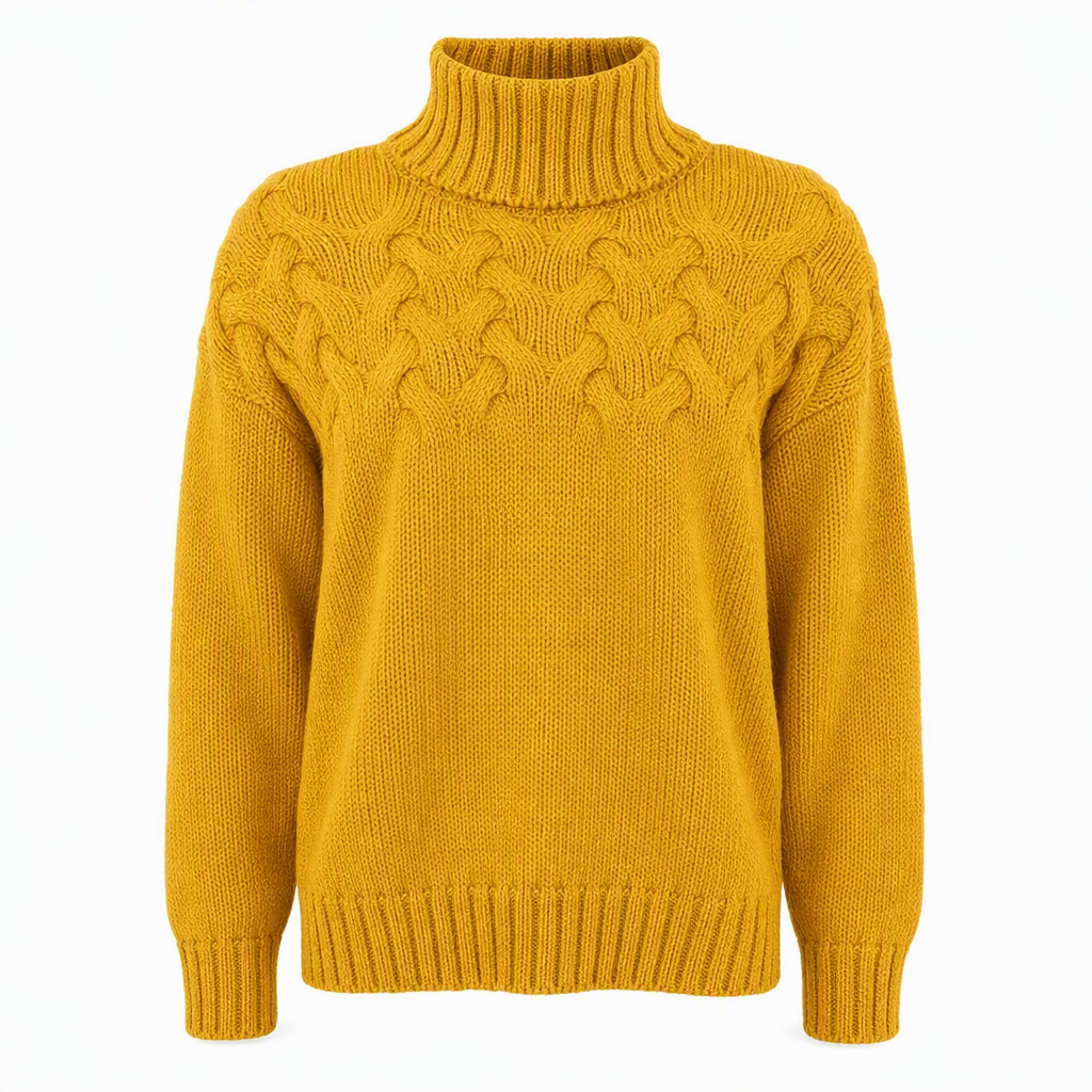 Pull en maille col roulé décontracté de couleur unie