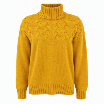 Pull en maille col roulé décontracté de couleur unie