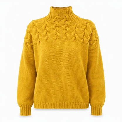 Pull en maille col roulé décontracté de couleur unie