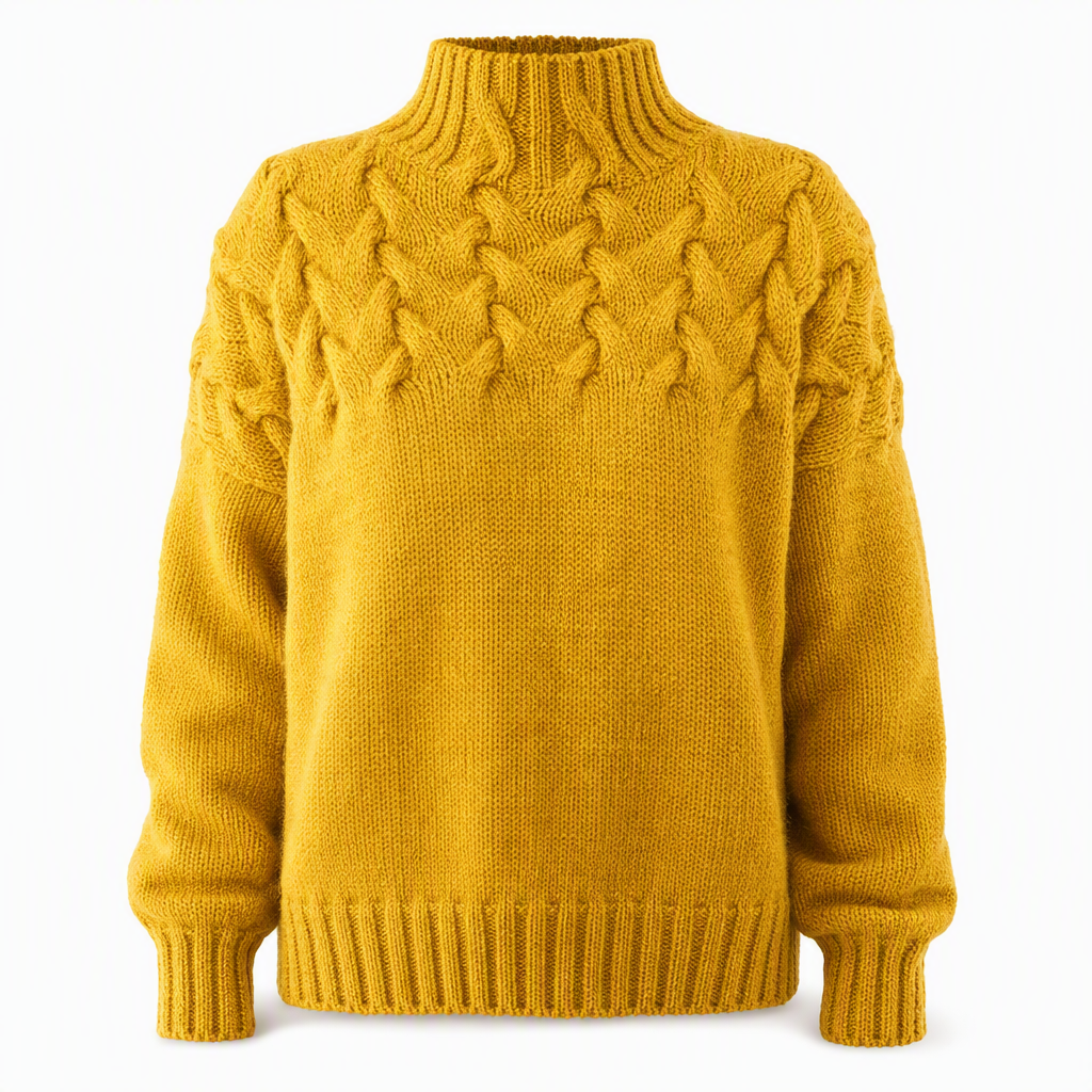 Pull en maille col roulé décontracté de couleur unie