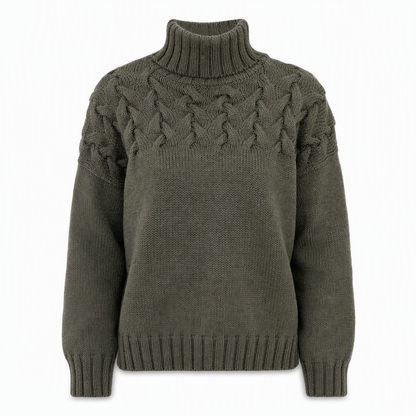 Pull en maille col roulé décontracté de couleur unie