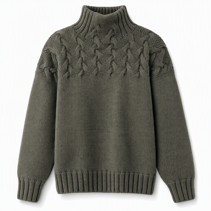 Pull en maille col roulé décontracté de couleur unie