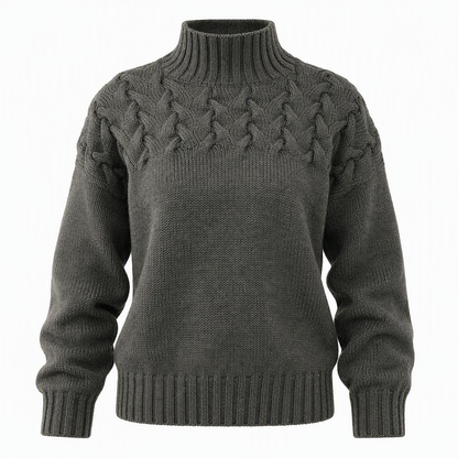 Pull en maille col roulé décontracté de couleur unie