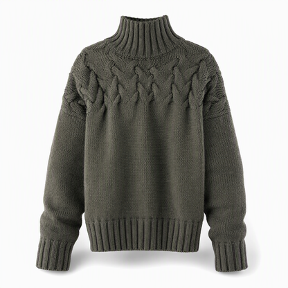 Pull en maille col roulé décontracté de couleur unie