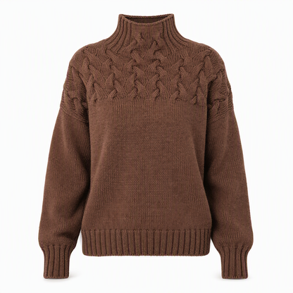Pull en maille col roulé décontracté de couleur unie