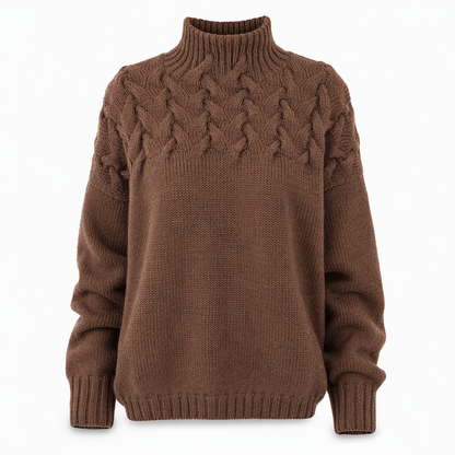 Pull en maille col roulé décontracté de couleur unie