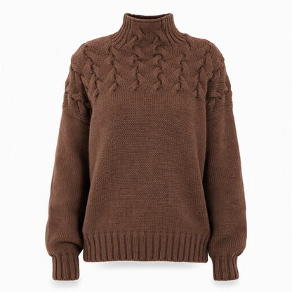 Pull en maille col roulé décontracté de couleur unie