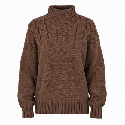 Pull en maille col roulé décontracté de couleur unie
