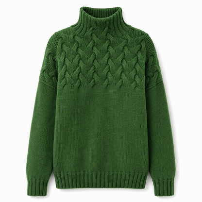 Pull en maille col roulé décontracté de couleur unie
