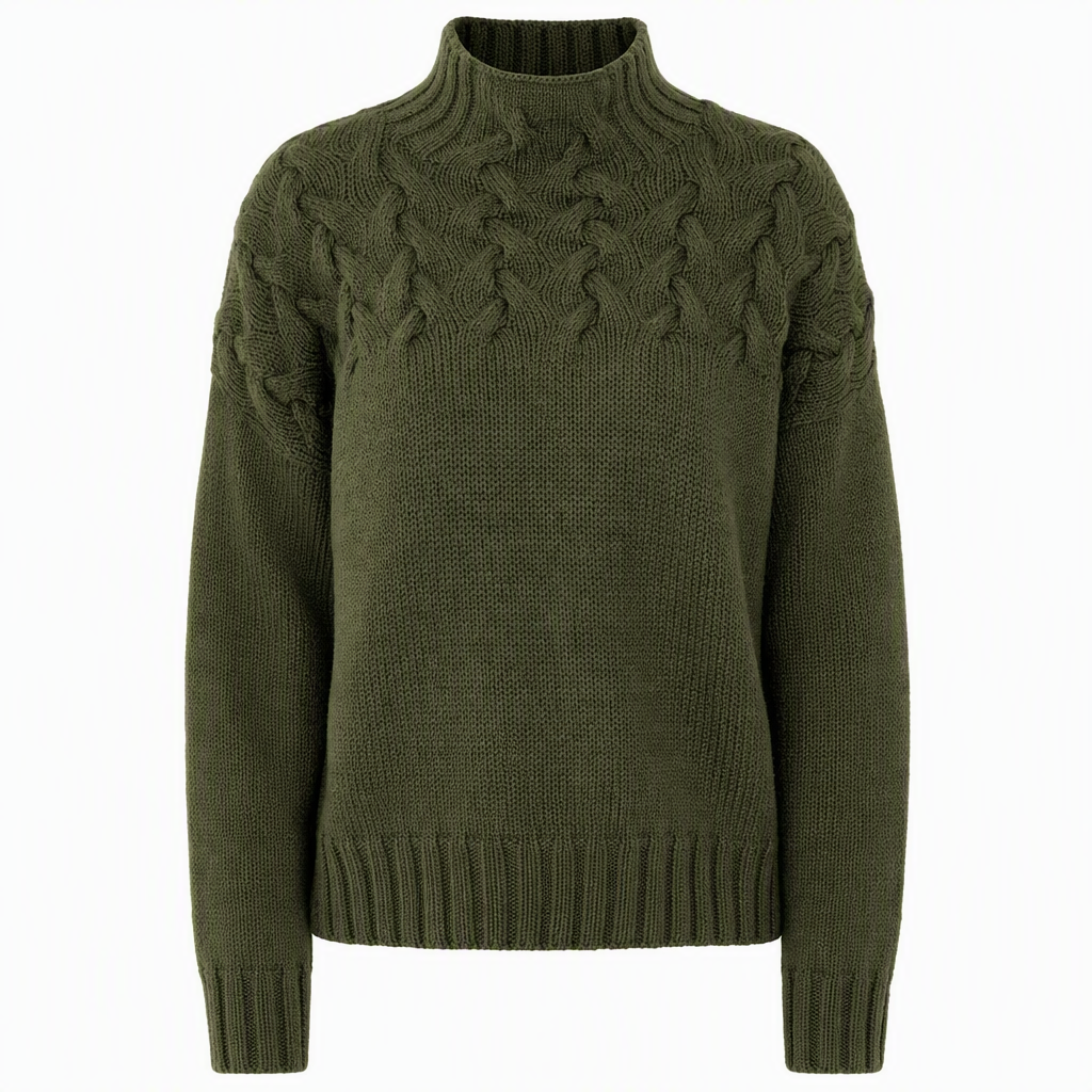 Pull en maille col roulé décontracté de couleur unie