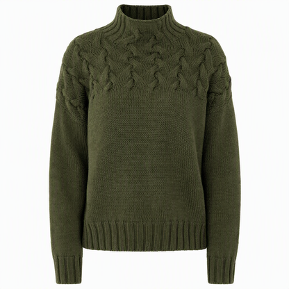 Pull en maille col roulé décontracté de couleur unie