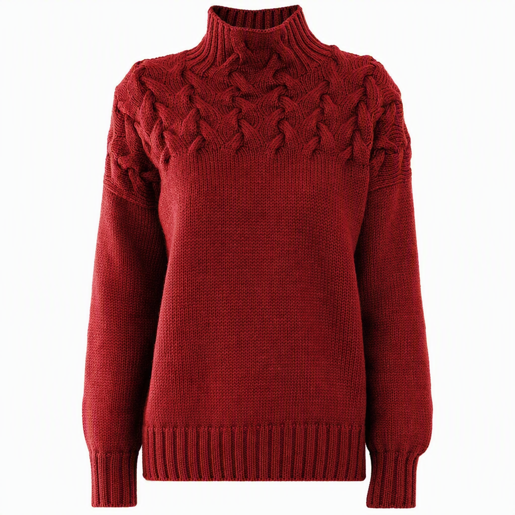 Pull en maille col roulé décontracté de couleur unie