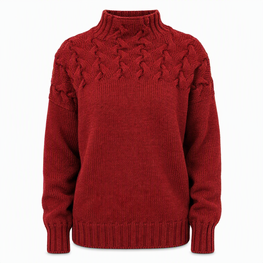 Pull en maille col roulé décontracté de couleur unie