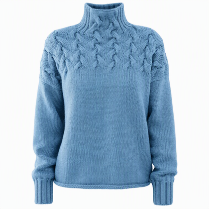 Pull en maille col roulé décontracté de couleur unie
