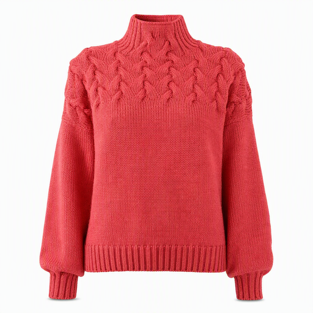 Pull en maille col roulé décontracté de couleur unie