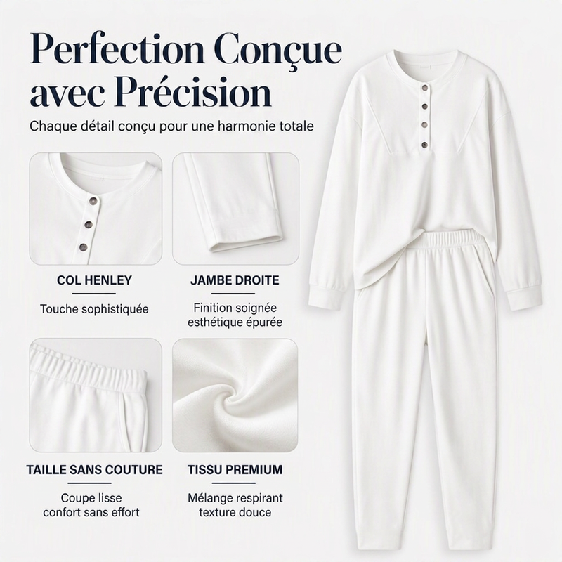 Ensemble sweat à demi-boutons et pantalon de survêtement pour femme
