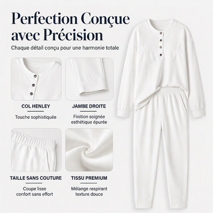 Ensemble sweat à demi-boutons et pantalon de survêtement pour femme