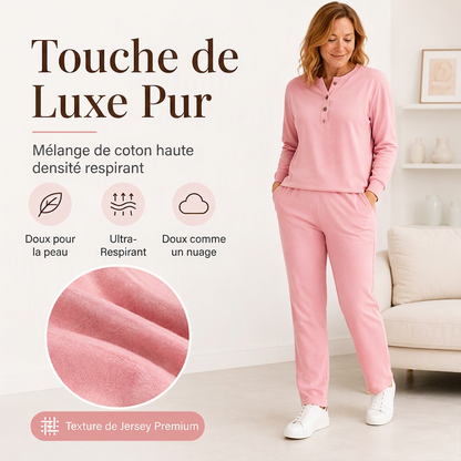 Ensemble sweat à demi-boutons et pantalon de survêtement pour femme