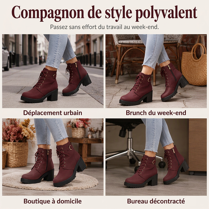 Bottines à talon bloc et plateforme pour femme