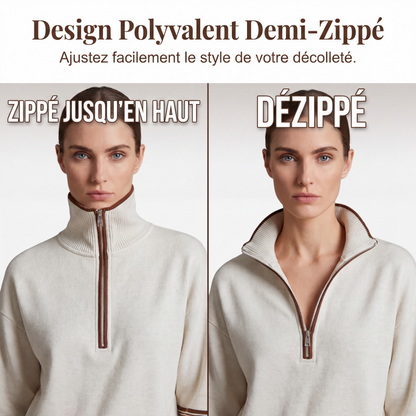 Ensemble de survêtement à demi-zip pour femme