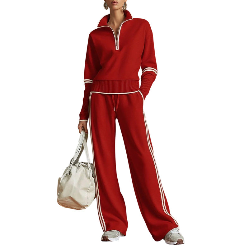 Ensemble de survêtement à demi-zip pour femme