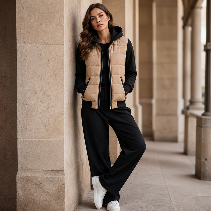 👜 -50 % sur toute la mode femme ! ✨Veste matelassée à capuche et blocs de couleur pour femme