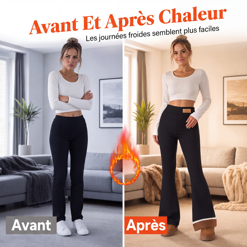⏳Liquidation totale⏳Legging évasé doublé de peluche pour femme