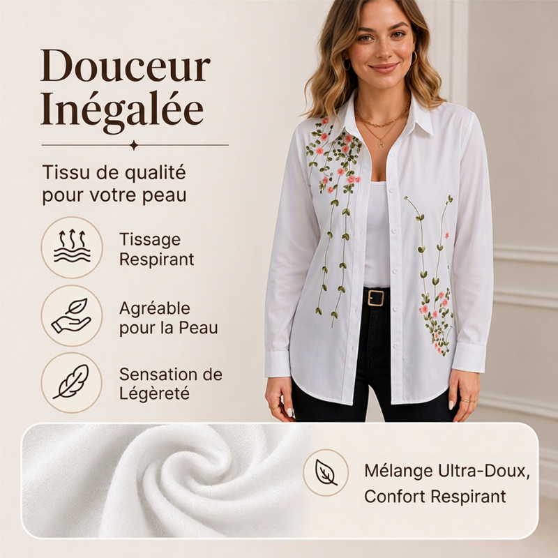 ⏳Liquidation totale⏳Chemise à manches longues à imprimé floral pour femmes
