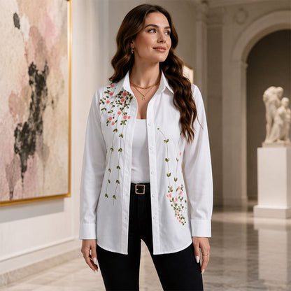⏳Liquidation totale⏳Chemise à manches longues à imprimé floral pour femmes