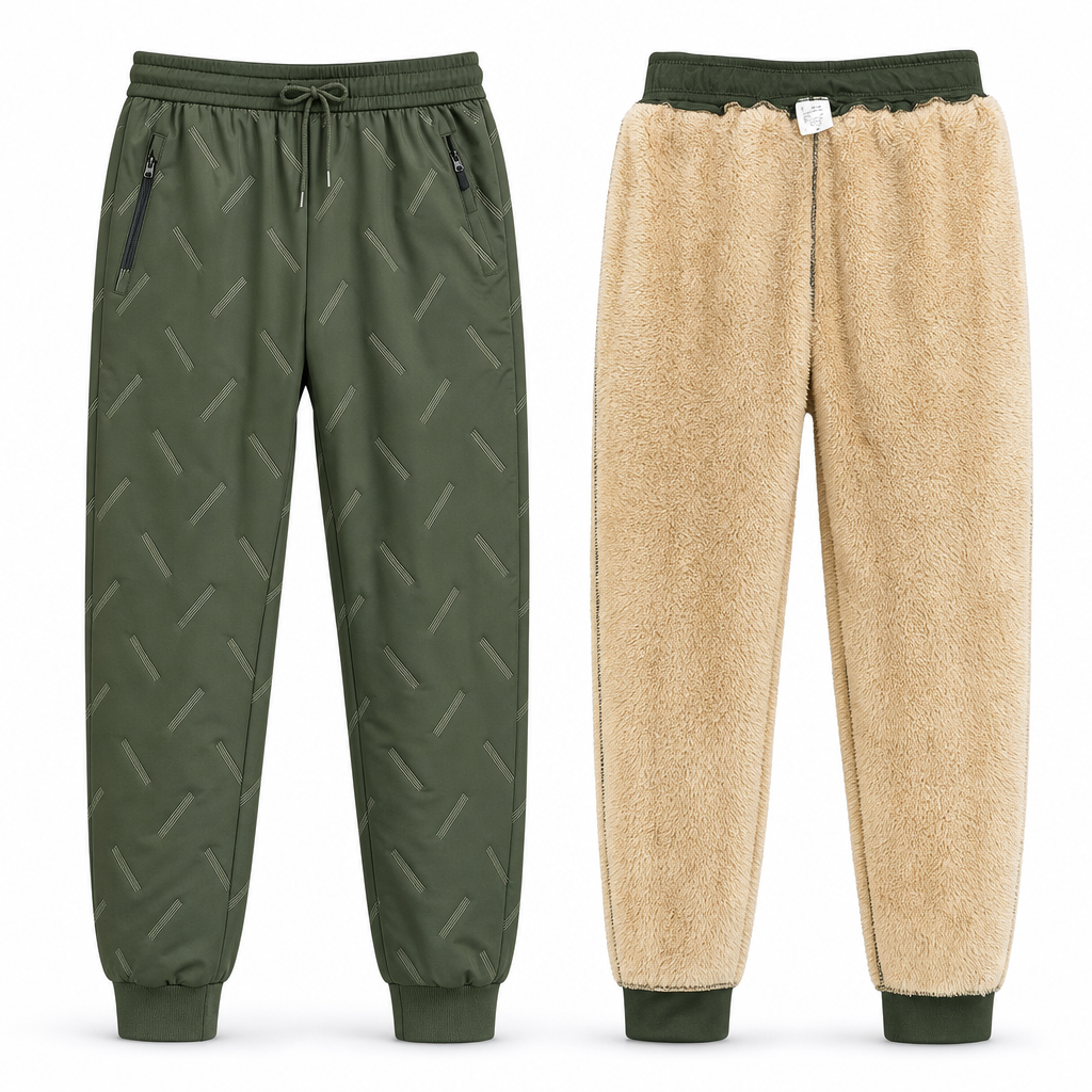 Jogging unisex ample en molleton sherpa doublé, pantalon décontracté chaud pour l'hiver avec poches zippées