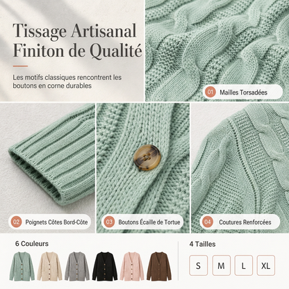 Cardigan en maille long à boutonnage simple pour femme, manteau décontracté d'automne et d'hiver